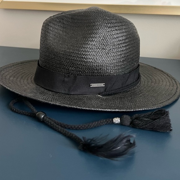 Set 3 Hat ‘Lifes A Beach’ Roxy Sonoma Black White Adjustable Woven Straw Summer - Picture 12 of 17